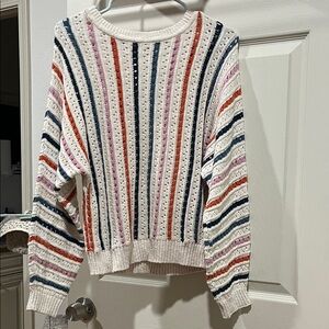 Knox Rose Multicolor Striped Crew Neck Sweater
